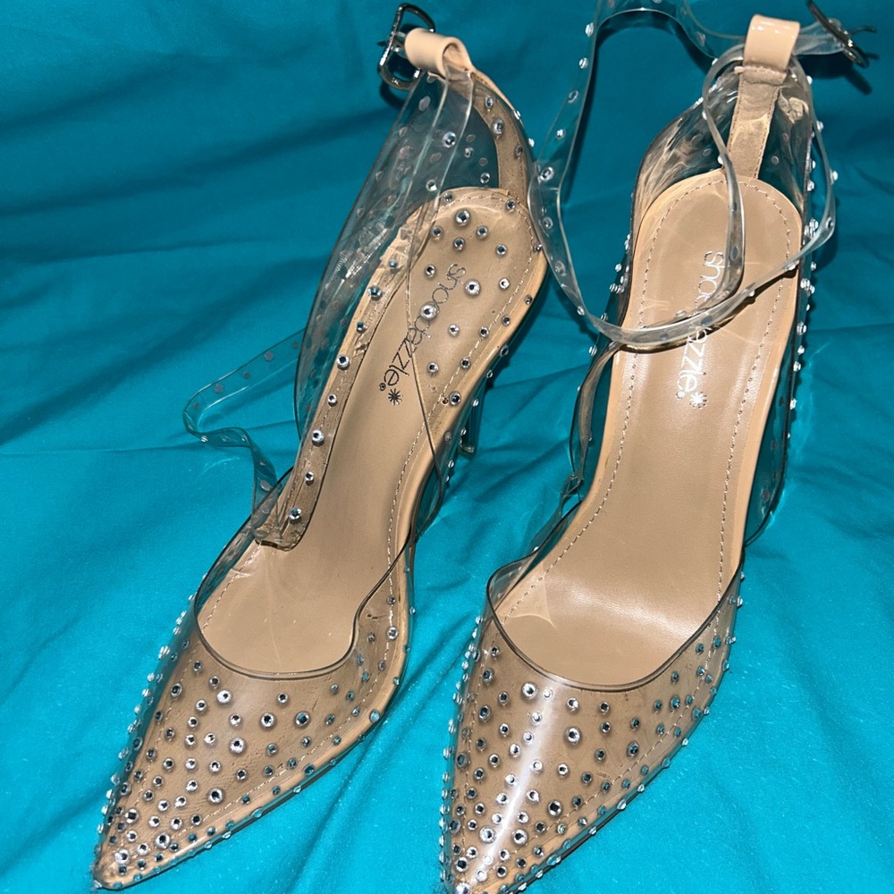 Shoe Dazzle Clear Elegant Stiletto Heels